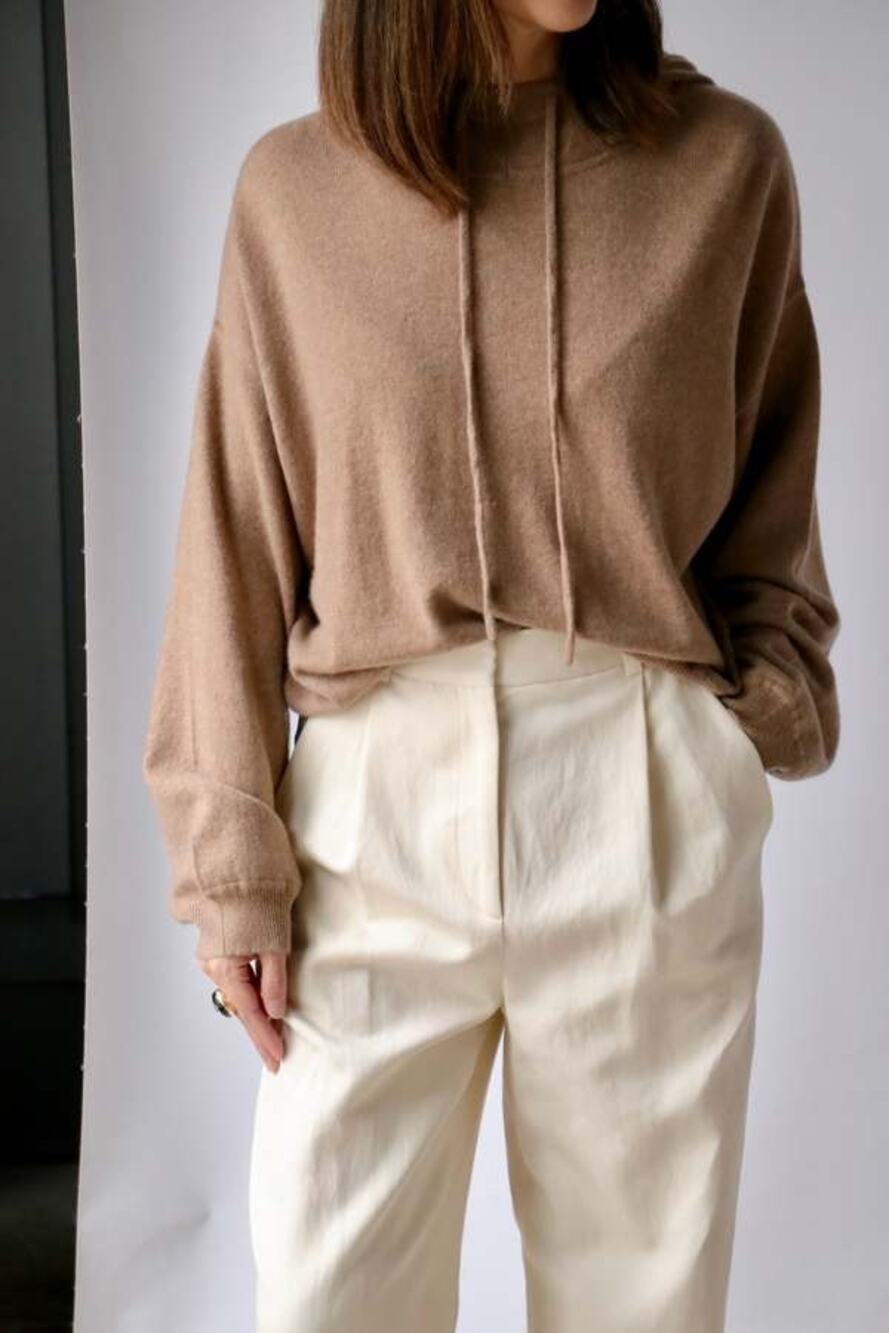 LouLou studios linosa beige cashmere slouchy hoodie